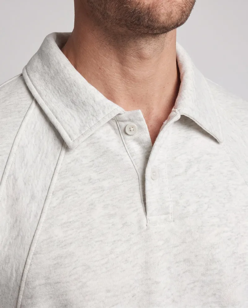 Unisex Oversize-Poloshirt-Sweatshirt mit Kentkragen, Raglanärmeln & geripptem Saum