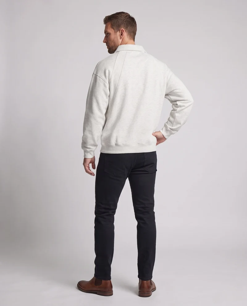 Unisex Oversize-Poloshirt-Sweatshirt mit Kentkragen, Raglanärmeln & geripptem Saum