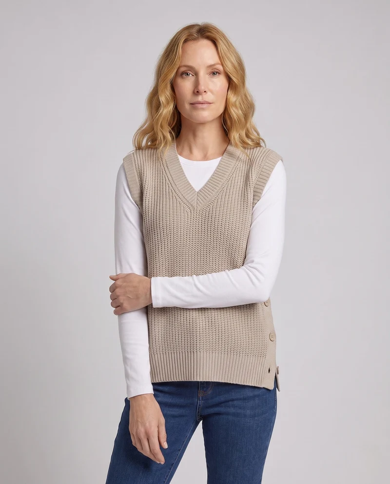 Damenmode Strickpullover Ohne Ärmel Nord Taschen