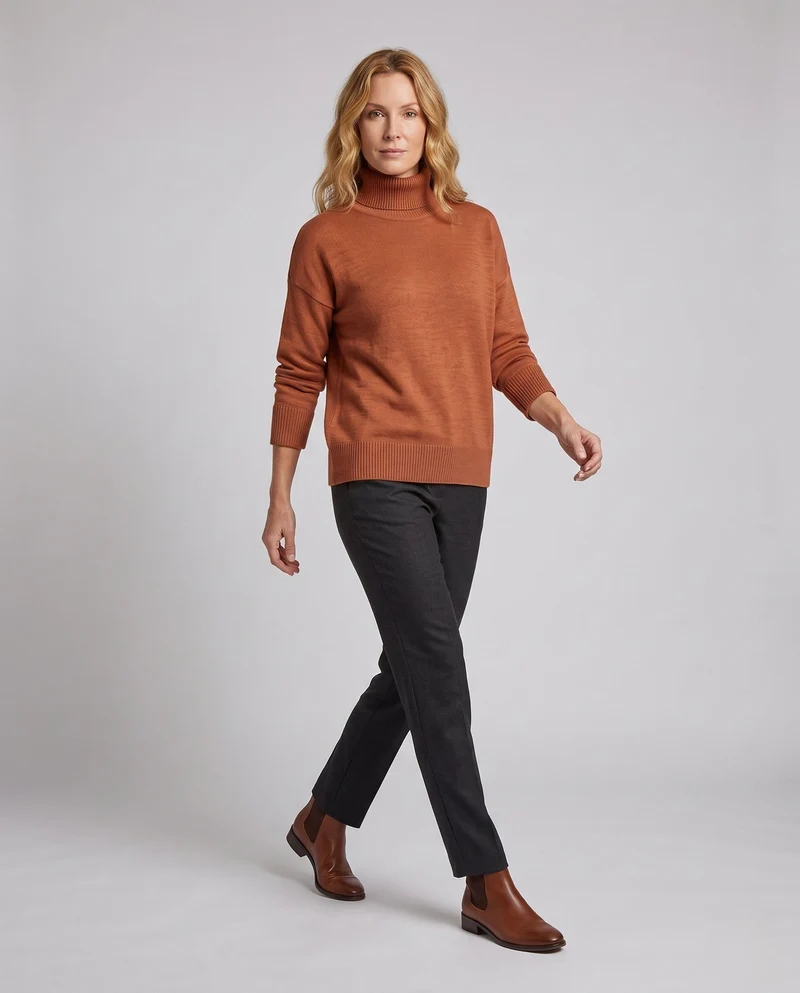Mode Damen Rollkragenpullover Nord Taschen