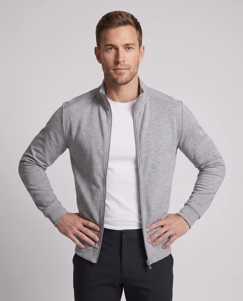 Herren Leichtgewicht Zip Stehkragen Sweatshirt mit Vollreißverschluss und Seitentaschen Nord Taschen
