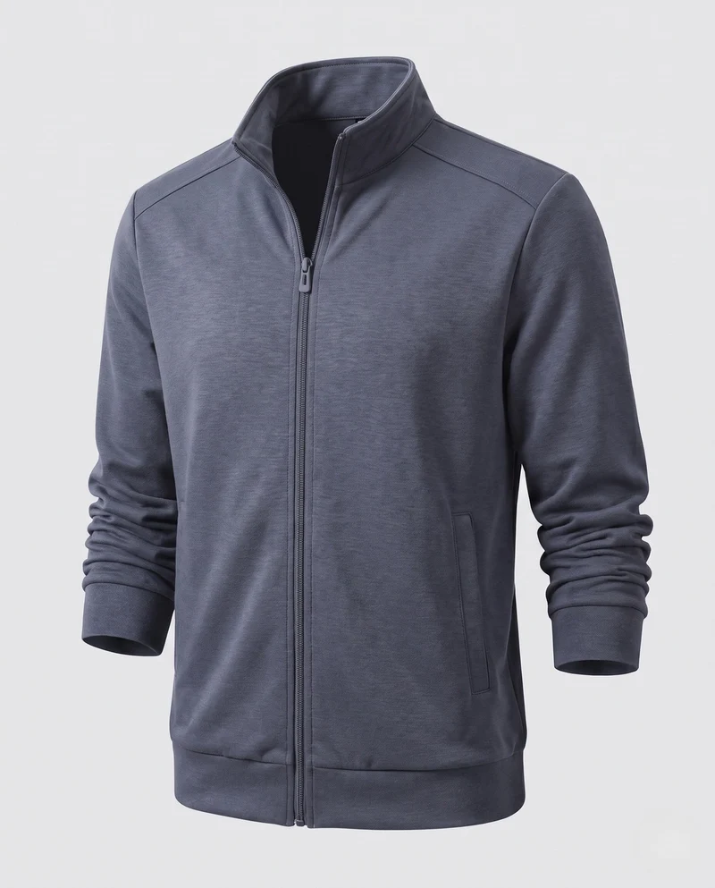 Herren Leichtgewicht Zip Stehkragen Sweatshirt mit Vollreißverschluss und Seitentaschen Nord Taschen