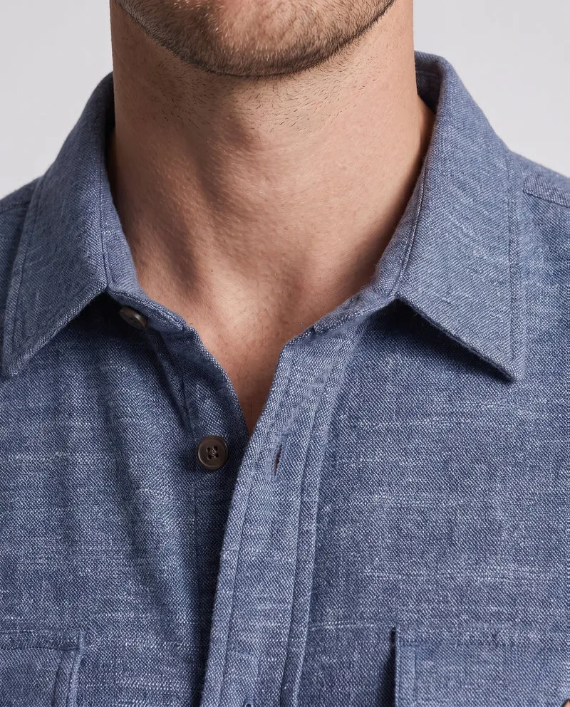 Herren leichte Overshirt im Leinenlook mit aufgesetzten Taschen & boxy Silhouette Nord Taschen