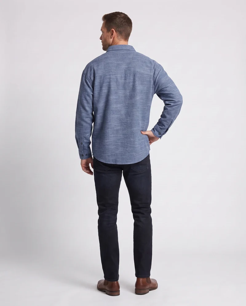 Herren leichte Overshirt im Leinenlook mit aufgesetzten Taschen & boxy Silhouette Nord Taschen