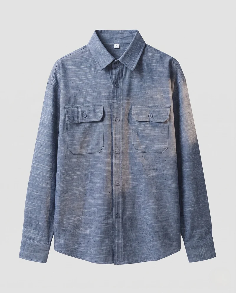 Herren leichte Overshirt im Leinenlook mit aufgesetzten Taschen & boxy Silhouette Nord Taschen