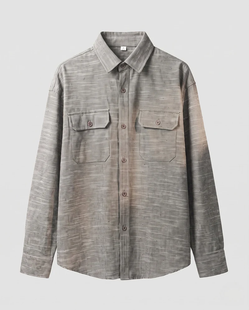 Herren leichte Overshirt im Leinenlook mit aufgesetzten Taschen & boxy Silhouette Nord Taschen