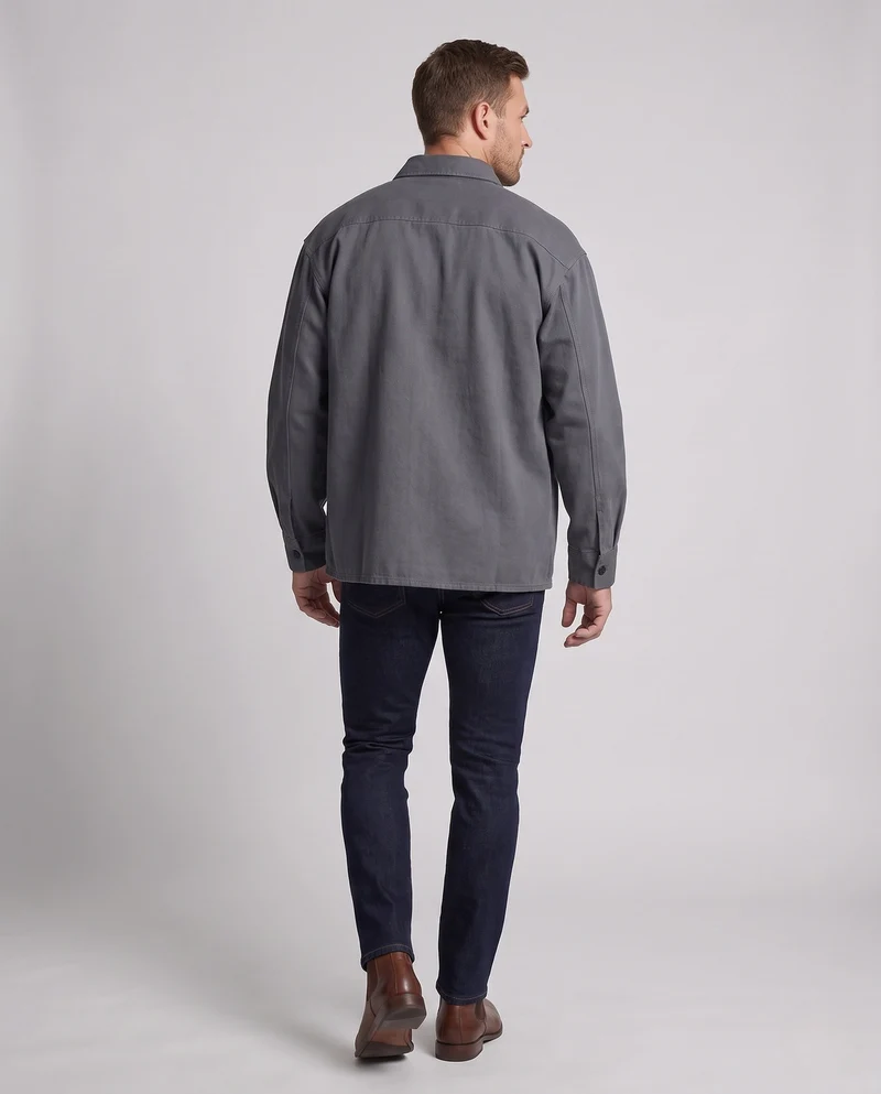 Herren locker geschnittenes Overshirt aus robustem Baumwolltwill mit Brusttasche Nord Taschen