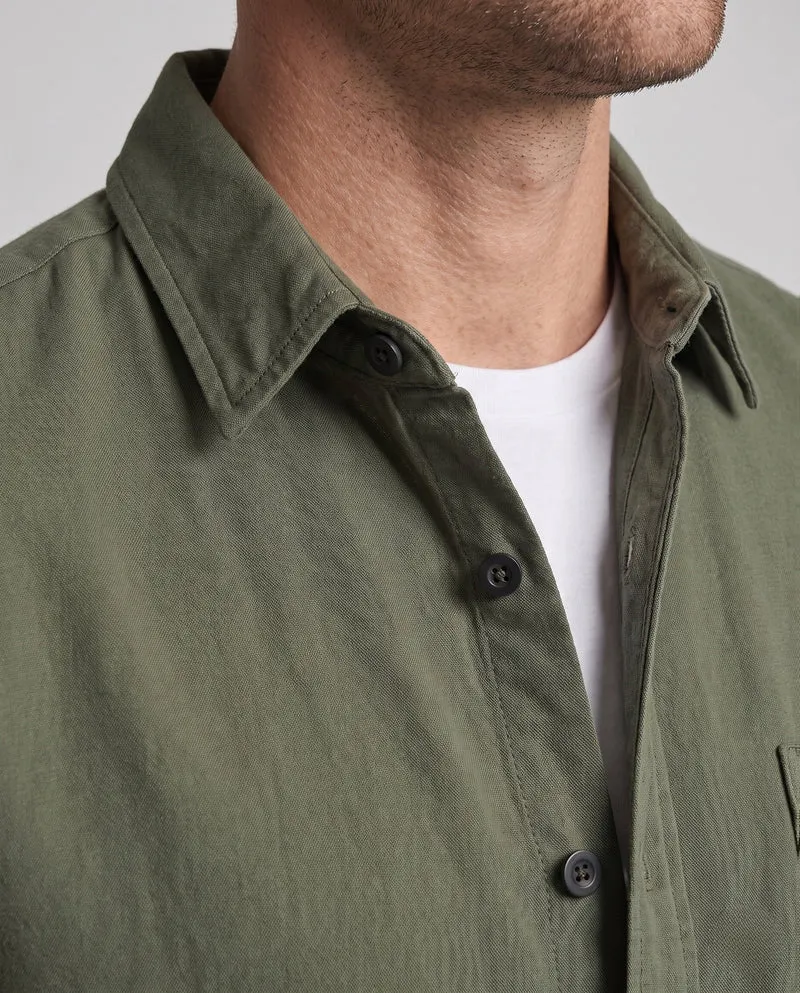 Herren locker sitzende Overshirt-Jacke aus Baumwollmischung mit Brusttasche & durchgehendem Knopfverschluss Nord Taschen