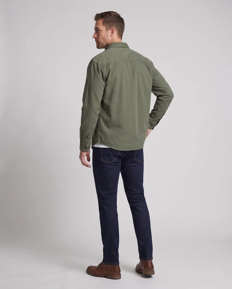 Herren locker sitzende Overshirt-Jacke aus Baumwollmischung mit Brusttasche & durchgehendem Knopfverschluss Nord Taschen