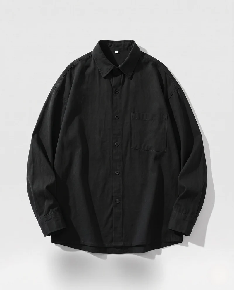Herren locker sitzende Overshirt-Jacke aus Baumwollmischung mit Brusttasche & durchgehendem Knopfverschluss Nord Taschen