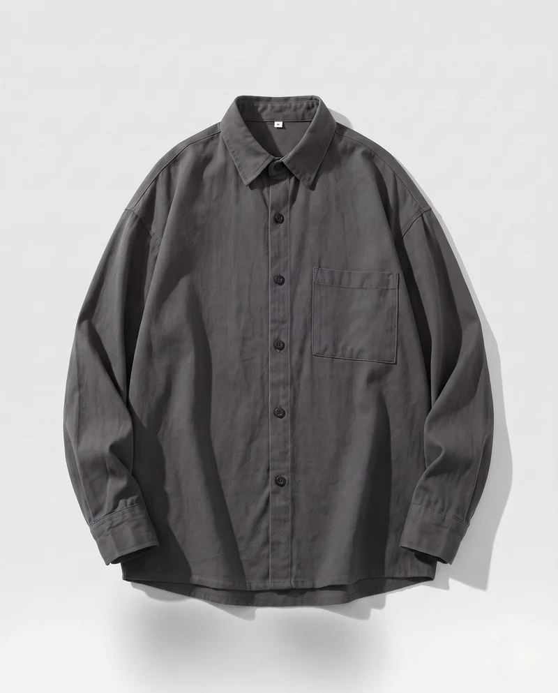 Herren locker sitzende Overshirt-Jacke aus Baumwollmischung mit Brusttasche & durchgehendem Knopfverschluss Nord Taschen