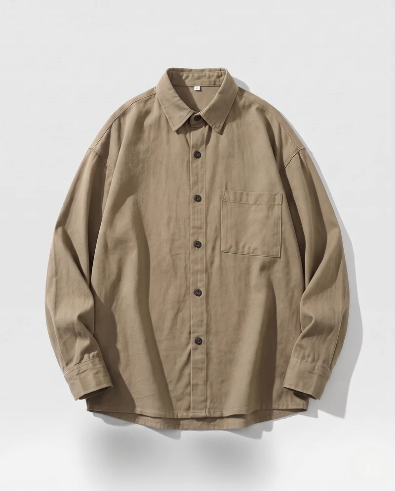 Herren locker sitzende Overshirt-Jacke aus Baumwollmischung mit Brusttasche & durchgehendem Knopfverschluss Nord Taschen