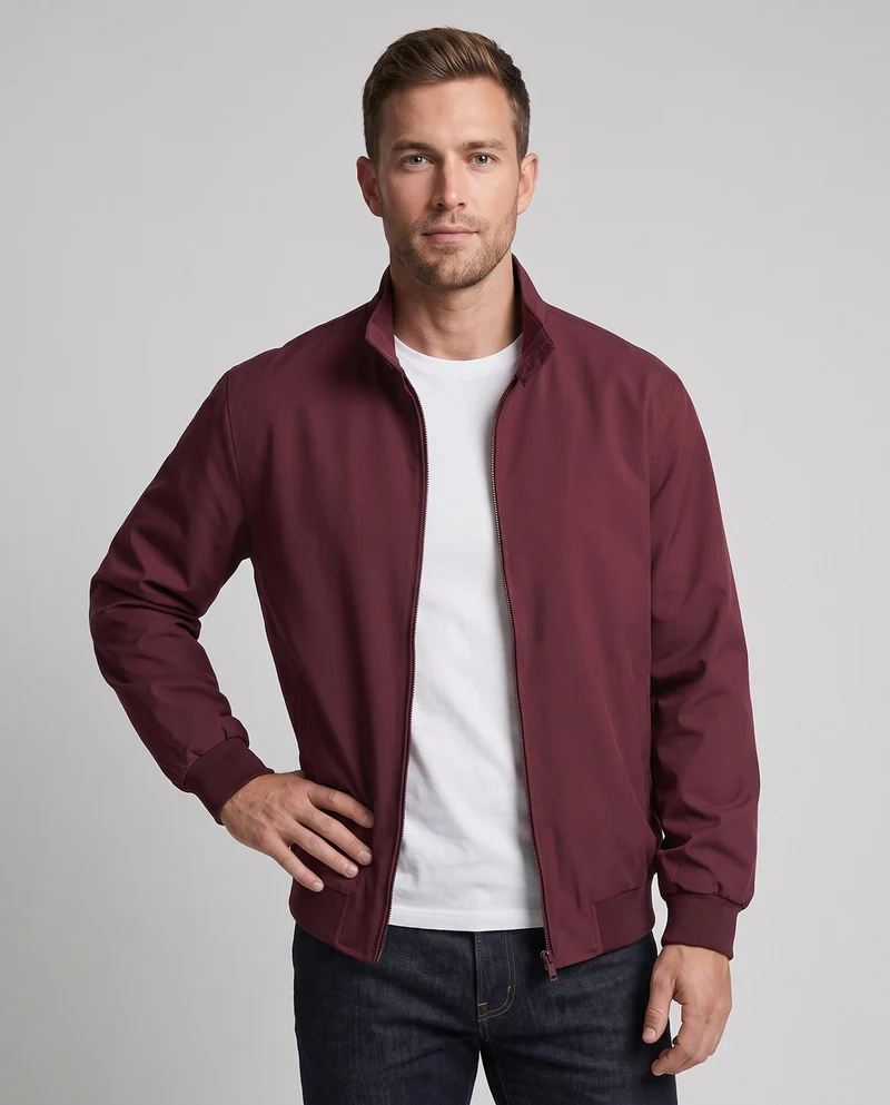 Herren Minimalistische Leichte Bomberjacke mit Stehkragen, Winddichte Membran & Verstecktem Reißverschluss Nord Taschen