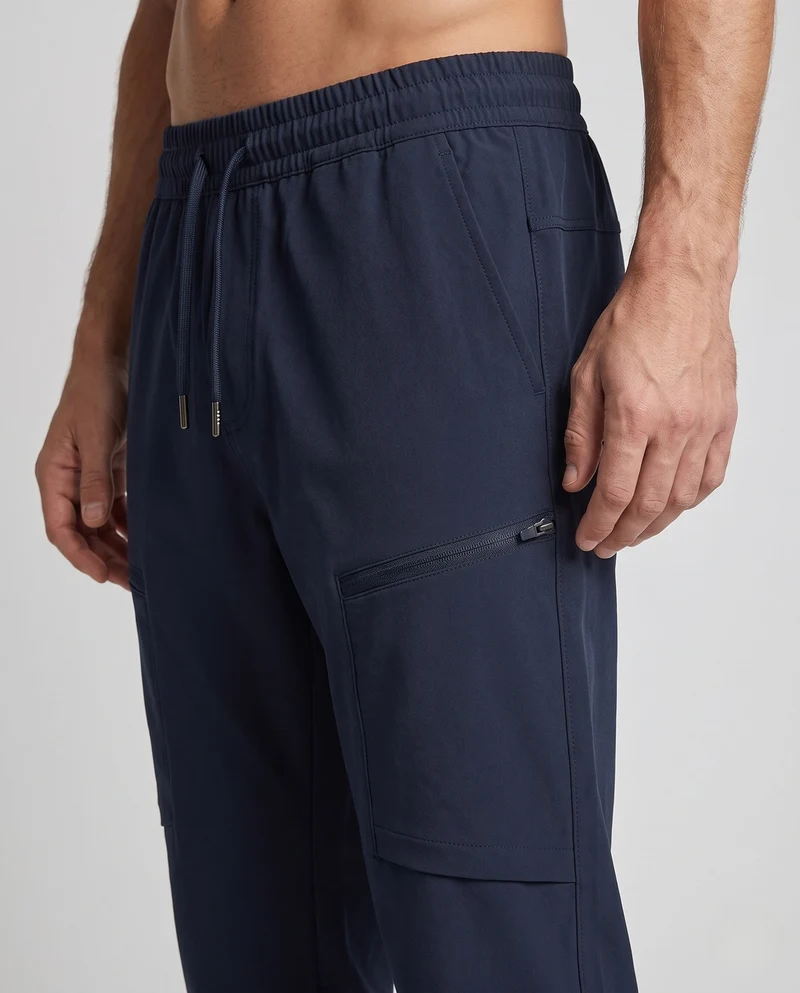 Herren Lose Tech Cargo-Hosen mit elastischem Bund, großen Klappen und Reißverschlusstaschen Nord Taschen