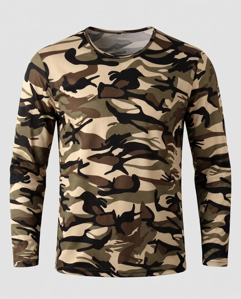 Herren Camouflage Langarmhemd Nord Taschen