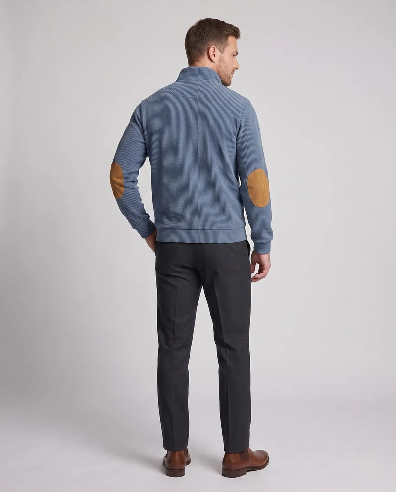 Herren Cordstruktur Halb-Reißverschluss Loungewear Set mit Ellbogenflicken Nord Taschen