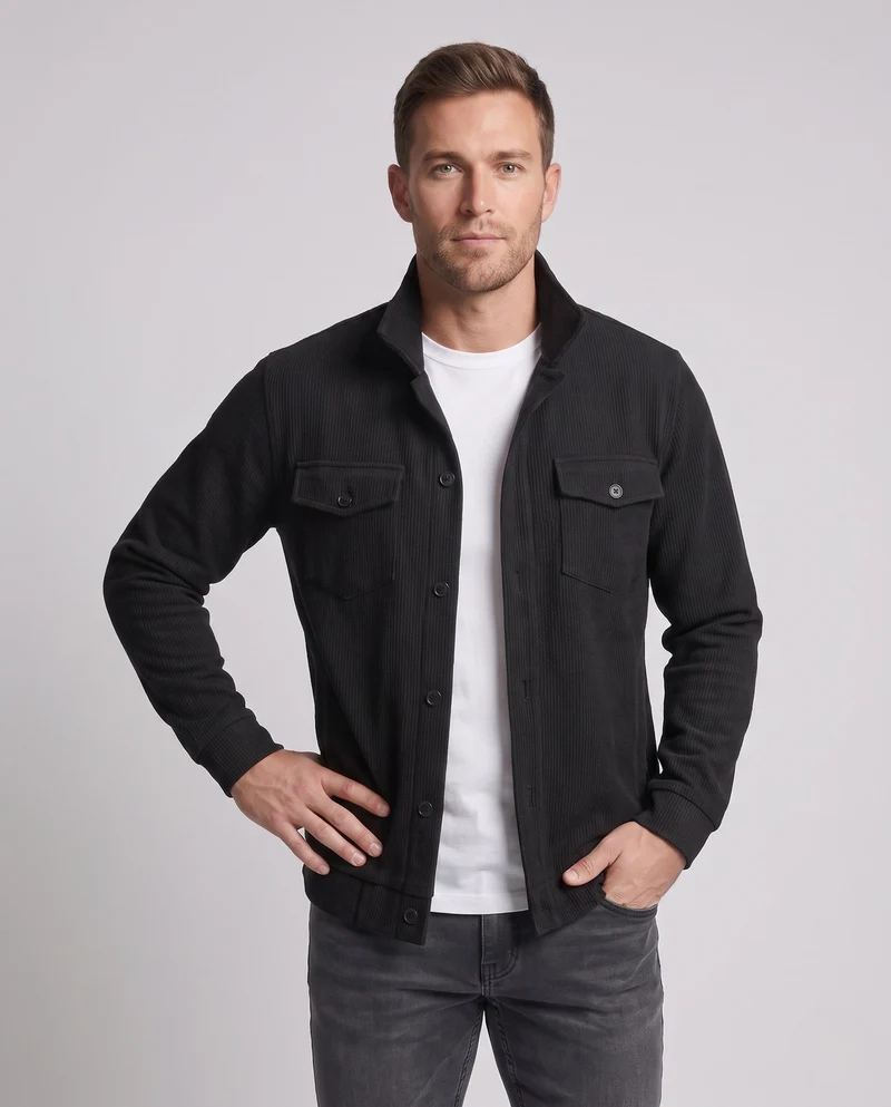 Herren Cord-Übershirt mit Brusttaschen, lockerer Passform und durchgehender Knopfleiste Nord Taschen