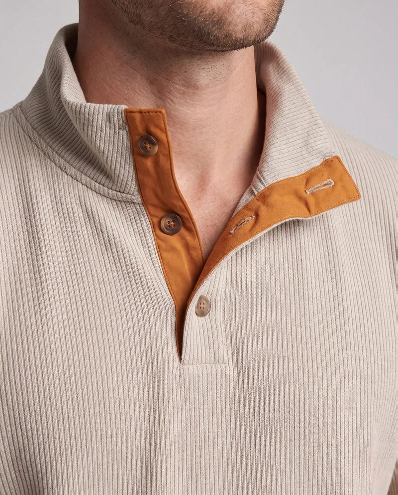 Männlicher Cordpullover mit Stehkragen, Henley-Knopfleiste und Ellbogenpatches Nord Taschen