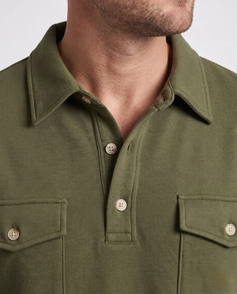 Herren Baumwollfleece-Pullover mit Hemdkragen und aufgesetzten Brusttaschen Nord Taschen