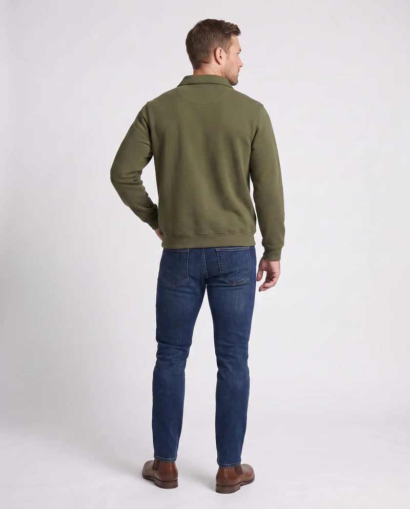 Herren Baumwollfleece-Pullover mit Hemdkragen und aufgesetzten Brusttaschen Nord Taschen
