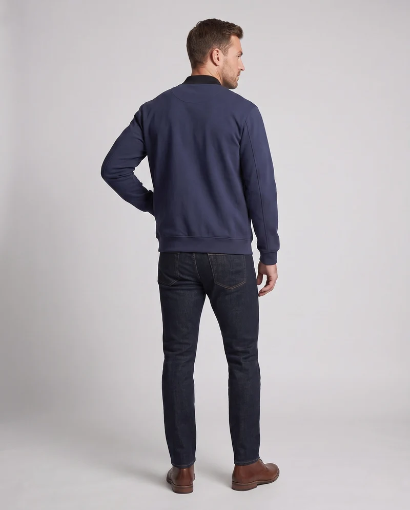 Herren Baumwollmischung Bomber Sweatjacke mit durchgehendem Reißverschluss und Seitentaschen Nord Taschen