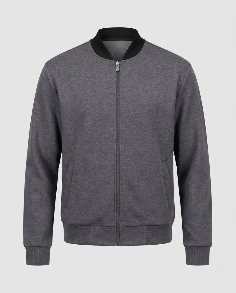 Herren Baumwollmischung Bomber Sweatjacke mit durchgehendem Reißverschluss und Seitentaschen Nord Taschen