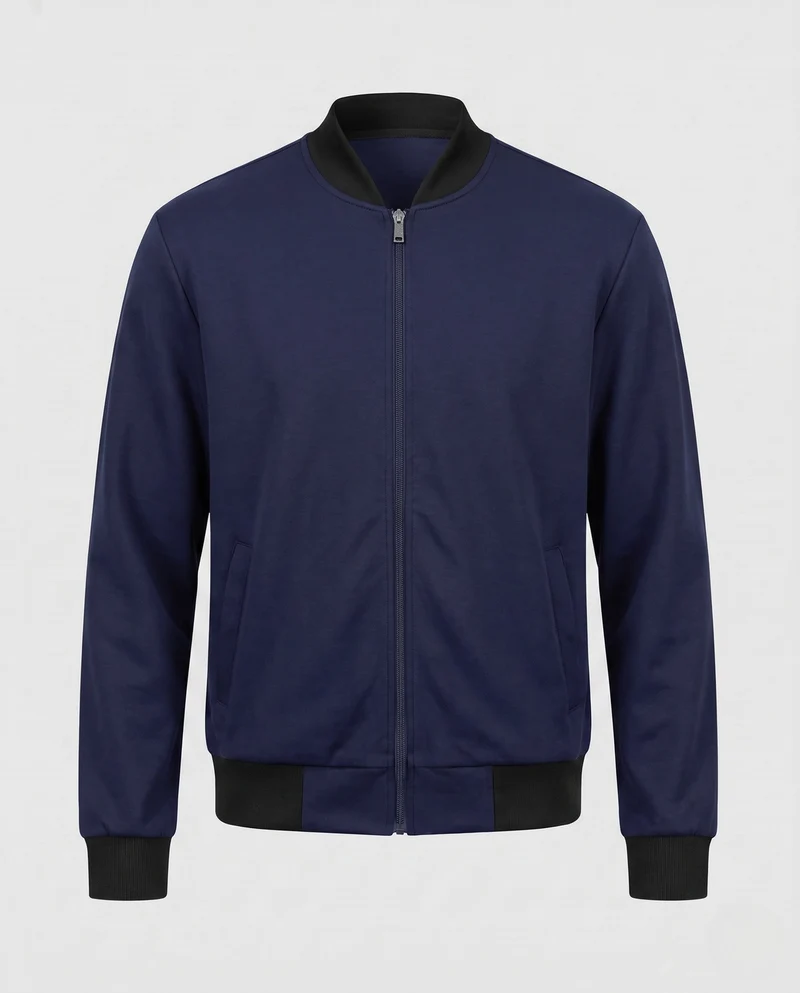 Herren Baumwollmischung Bomber Sweatjacke mit durchgehendem Reißverschluss und Seitentaschen Nord Taschen