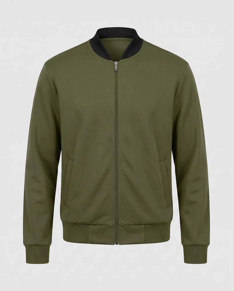 Herren Baumwollmischung Bomber Sweatjacke mit durchgehendem Reißverschluss und Seitentaschen Nord Taschen