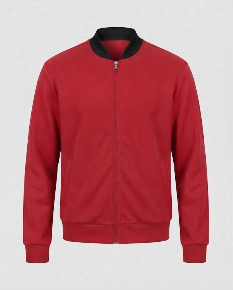 Herren Baumwollmischung Bomber Sweatjacke mit durchgehendem Reißverschluss und Seitentaschen Nord Taschen