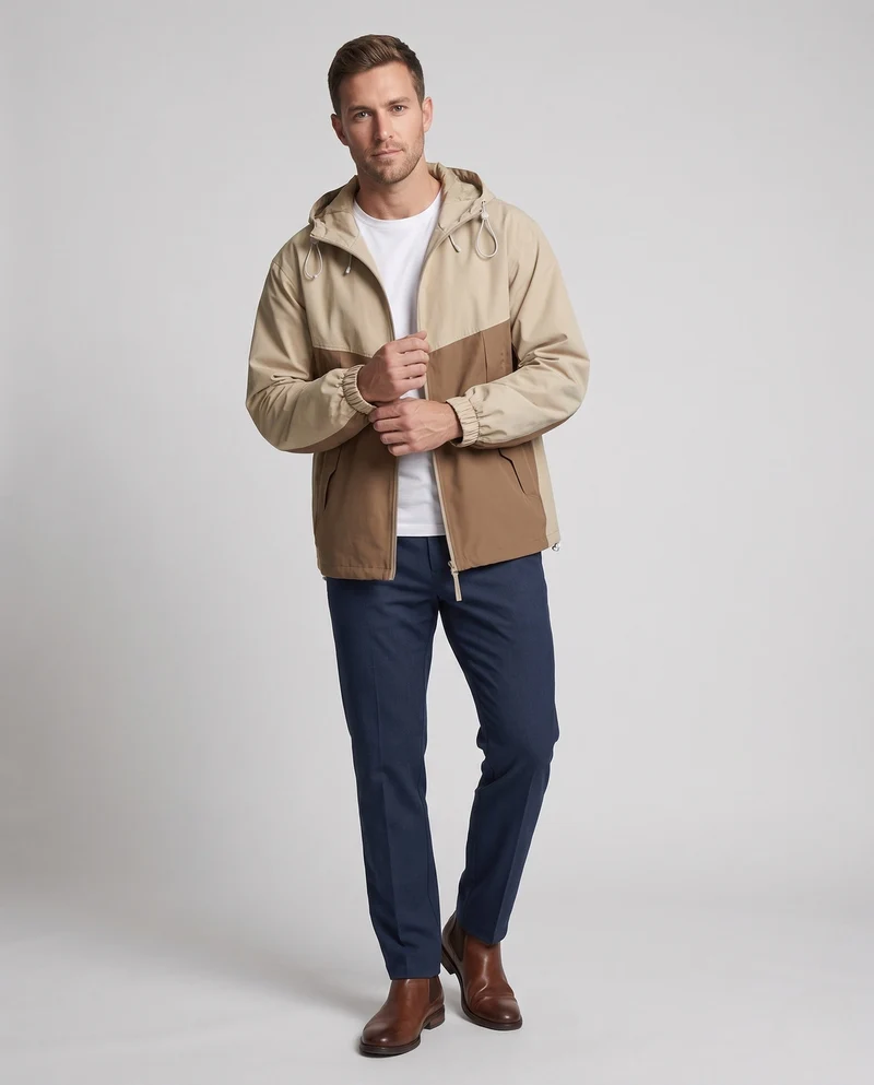 Herren Atmungsaktive Regenjacke mit Kapuze Nord Taschen