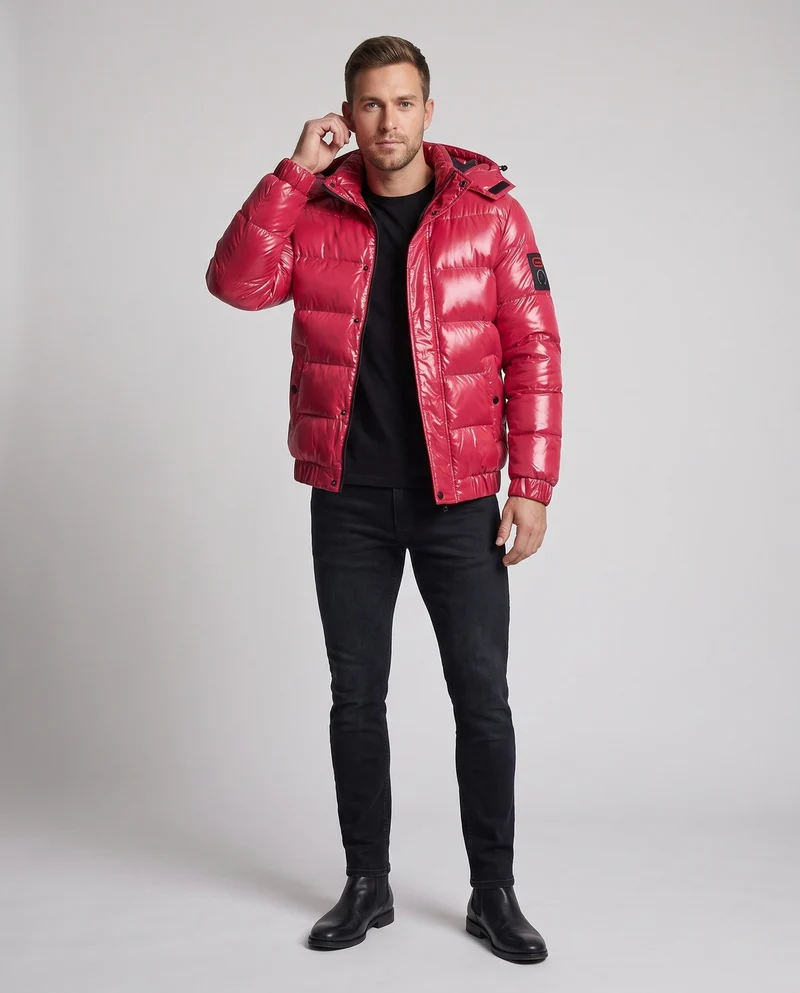 Herren Atmungsaktive Steppjacke mit Kapuze Nord Taschen