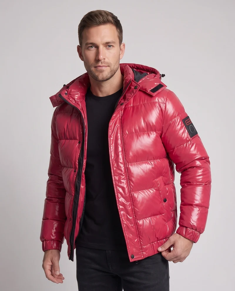 Herren Atmungsaktive Steppjacke mit Kapuze Nord Taschen