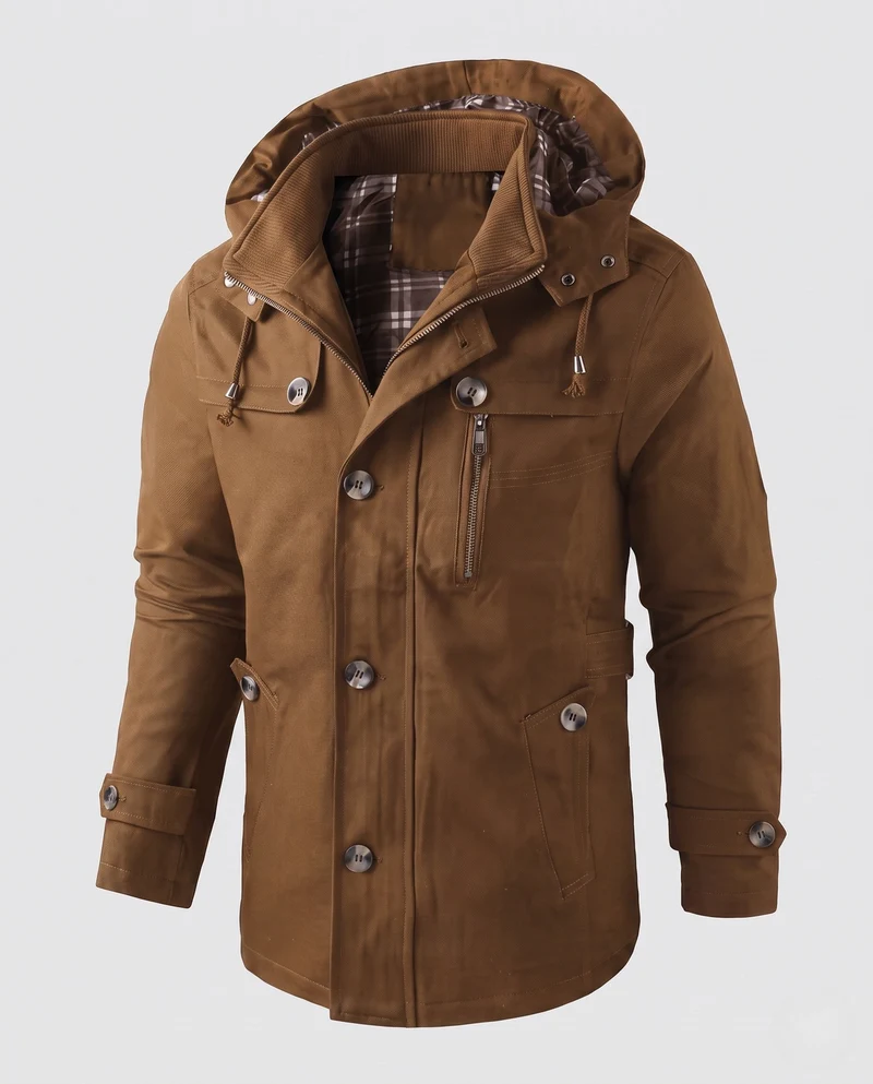 Herren elegante Winterjacke mit abnehmbarer Kapuze Nord Taschen