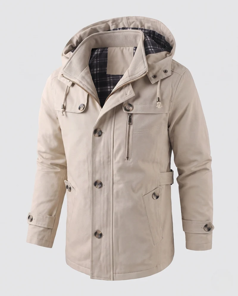 Herren elegante Winterjacke mit abnehmbarer Kapuze Nord Taschen