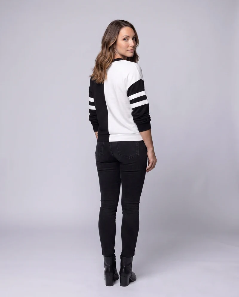 Damen Sportives Oversize Sweatshirt mit Halbreißverschluss und großem Schmetterlingsdruck Nord Taschen