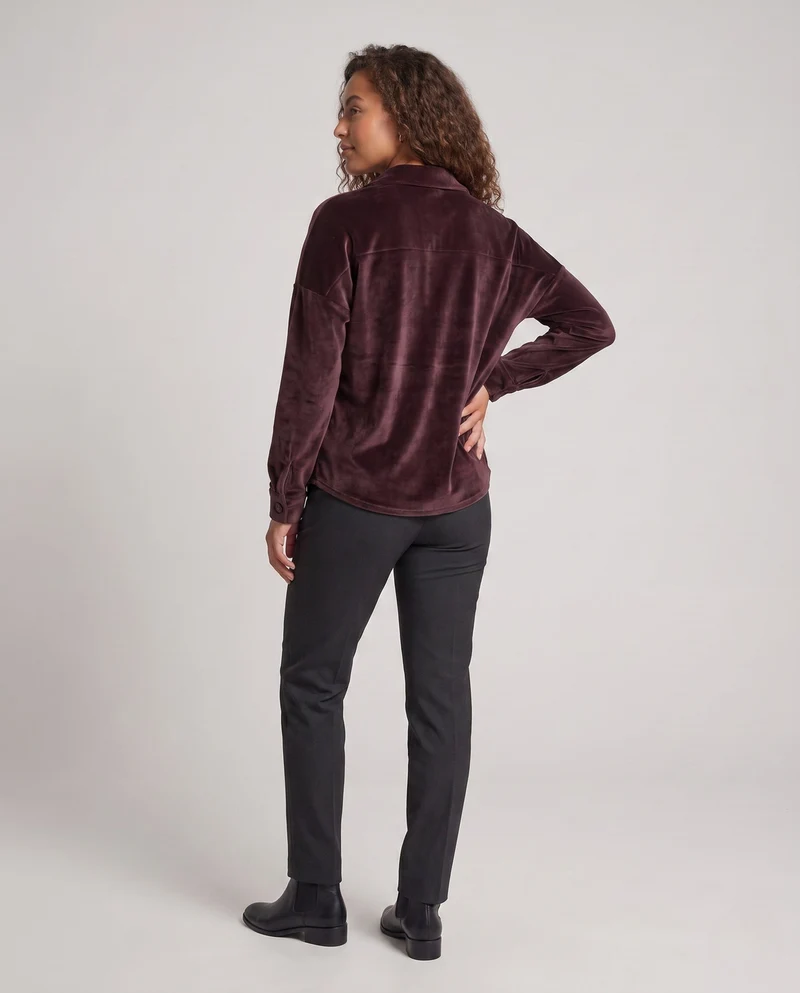 Damen Samtbluse mit oversized Schnitt und durchgehendem Knopfverschluss Nord Taschen