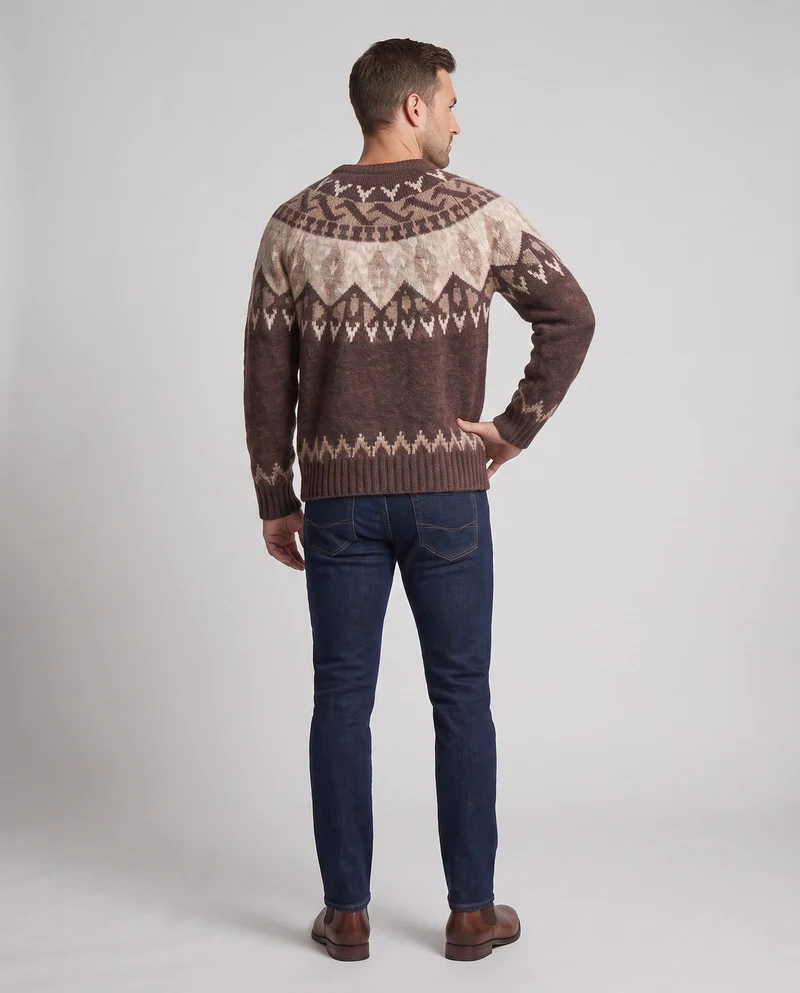 Herren grob gestrickter Pullover mit traditionellem Muster Nord Taschen