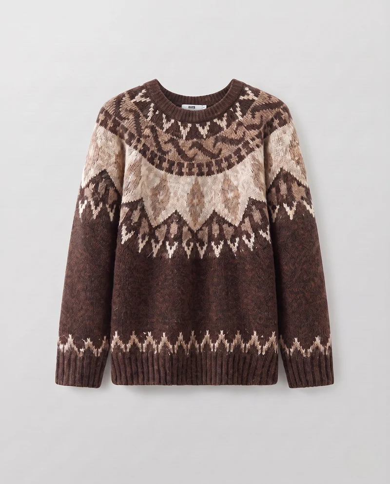 Herren grob gestrickter Pullover mit traditionellem Muster Nord Taschen