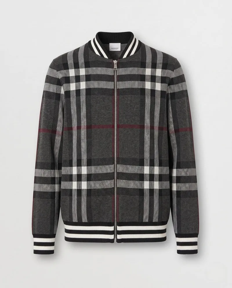 Herren Freizeit Zip-Up Strickjacke mit Karomuster Nord Taschen