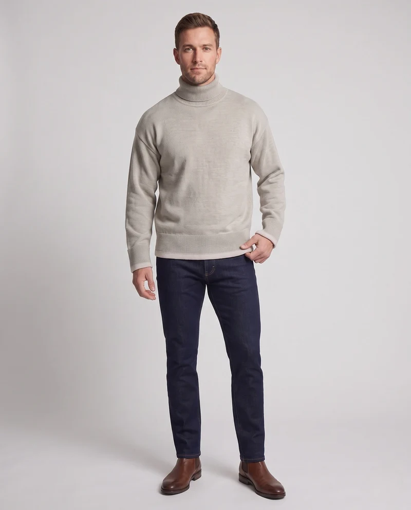 Herren Gemütlicher Stehkragenpullover aus weichem Material Nord Taschen
