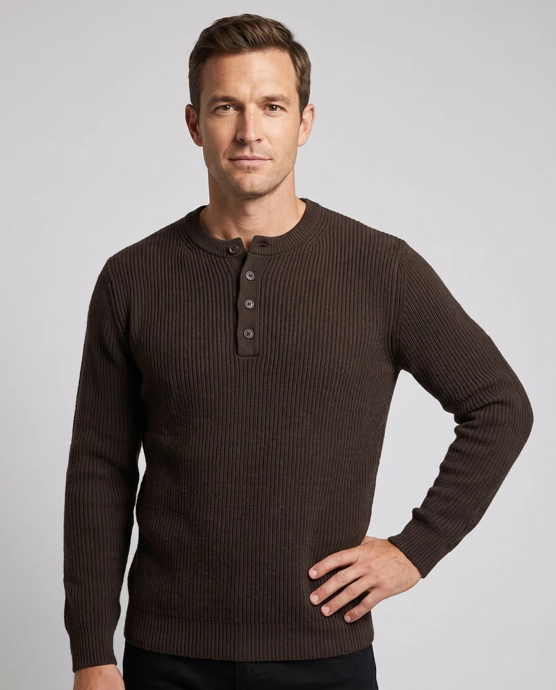 Herrenmode Chunky Stricktop mit Knopfleiste Nord Taschen