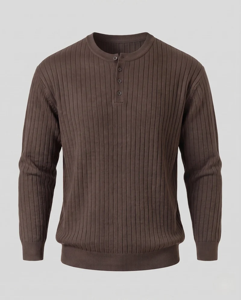 Herrenmode Chunky Stricktop mit Knopfleiste Nord Taschen