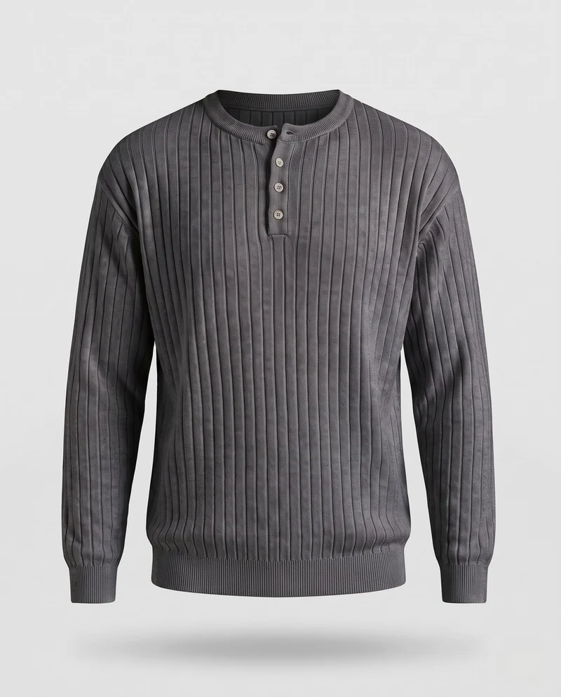 Herrenmode Chunky Stricktop mit Knopfleiste Nord Taschen