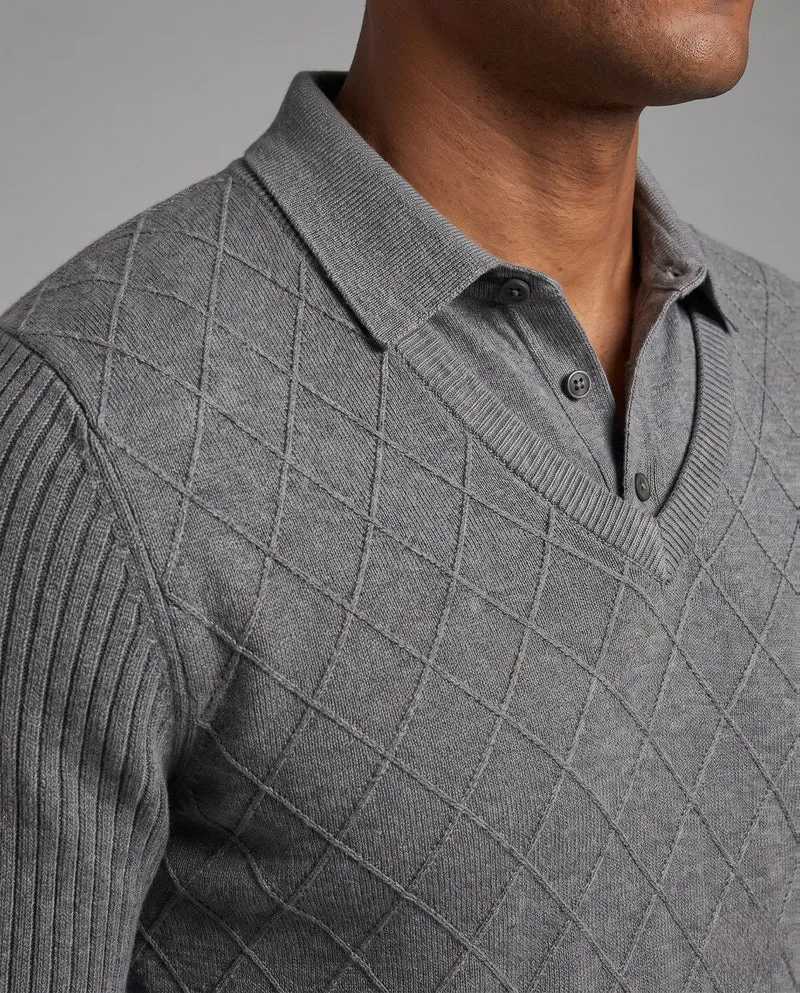 Modischer Strickpullover für Herren mit V-Ausschnitt und Knopfleiste Nord Taschen
