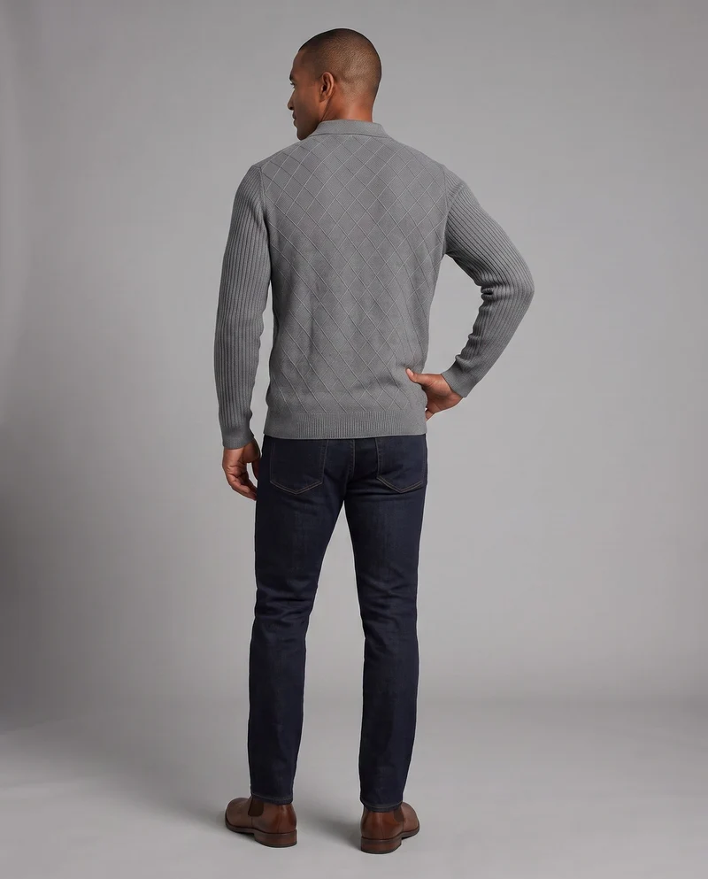 Modischer Strickpullover für Herren mit V-Ausschnitt und Knopfleiste Nord Taschen