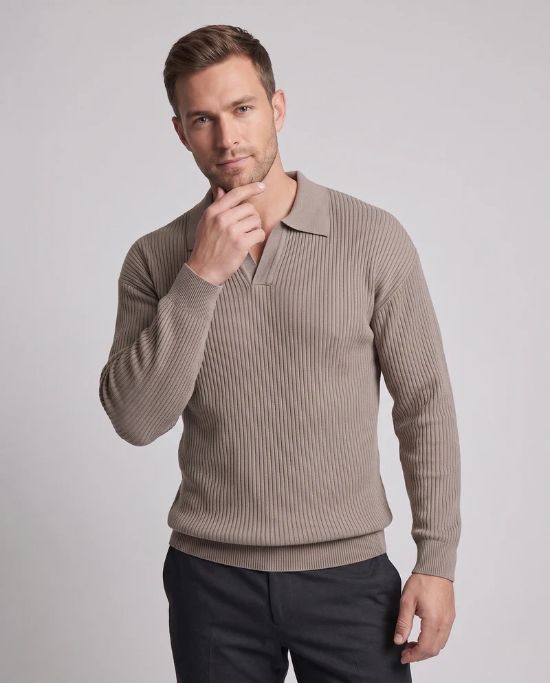 Herren Elegantes Kurzarm-Ripp-Polo Nord Taschen