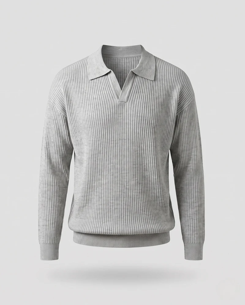 Herren Elegantes Kurzarm-Ripp-Polo Nord Taschen
