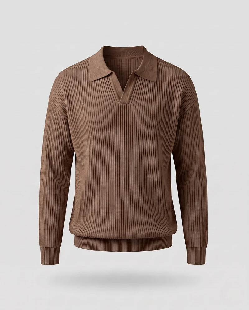 Herren Elegantes Kurzarm-Ripp-Polo Nord Taschen