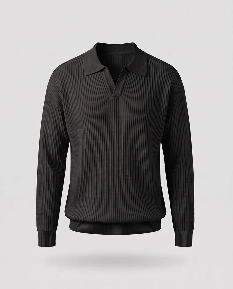 Herren Elegantes Kurzarm-Ripp-Polo Nord Taschen