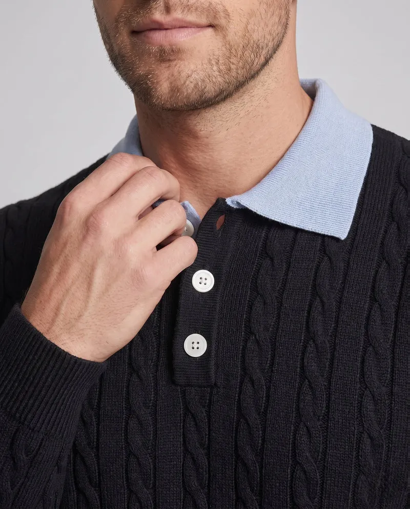 Herrenmode Grober Strickpullover mit Polokragen Nord Taschen